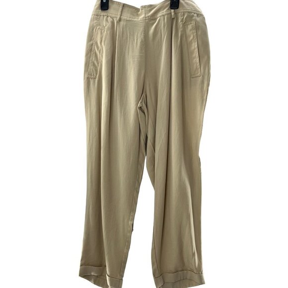 28. NWT Madison Jules Medium Tan Crop Pants w/Cuffs, 2 Pockets and Matching Belt - Picture 3 of 4